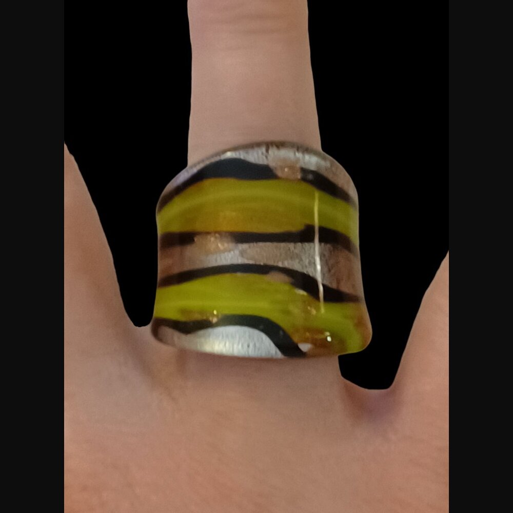 Artisan Made Size 9 Art Glass Chunky Statement Ring